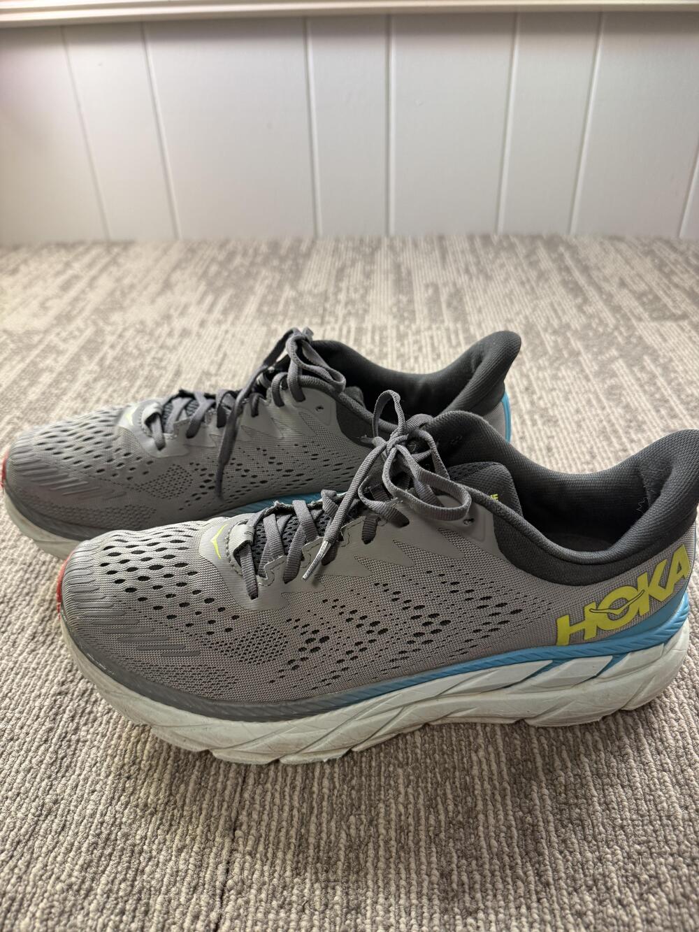 Hoka One One Clifton 7 Shoes Mens Size 12 Gray Running Sneakers 1110508 WDDS
